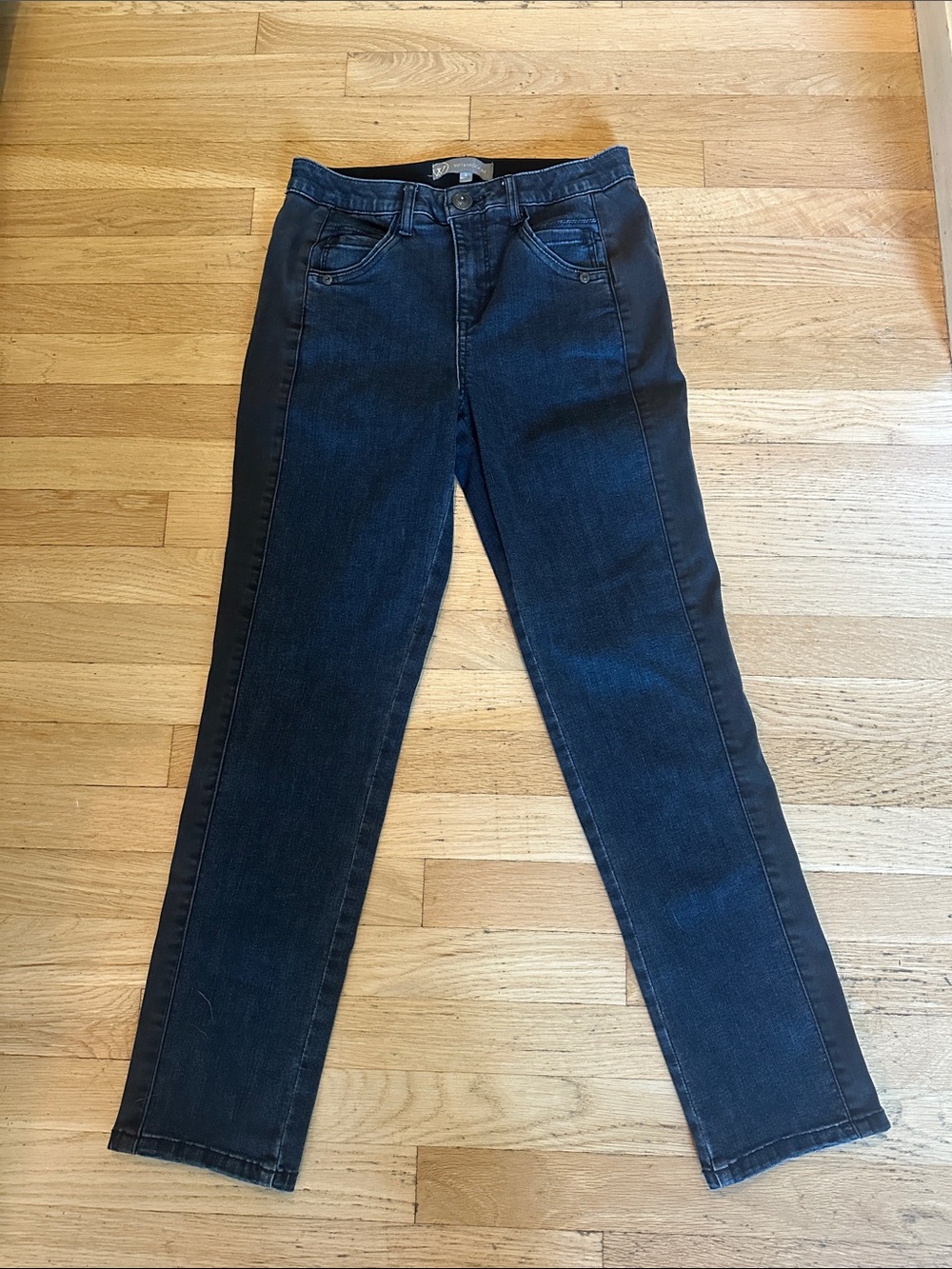 Wit & Wisdom Dark Indigo Straight-Leg Jeans with Black Denim Side Panels- 4